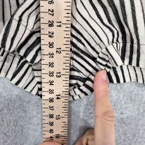 Free People Shorts Womens Size 2 Linen Blend Flowy Black White Striped Zip Back - Picture 5 of 10